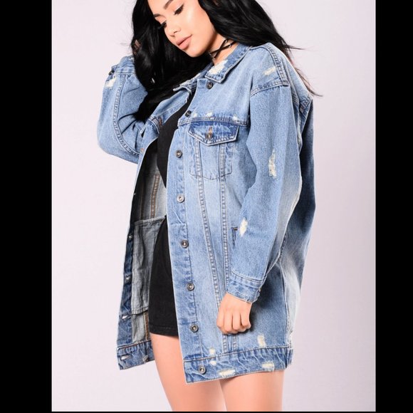 Fashion Nova Miss Stressed Denim Jacket, Medium Wash size XS - Picture 5 of 8